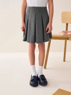 Grey Pull on Jersey Stretch Pleated School Skirt (3-17yrs)