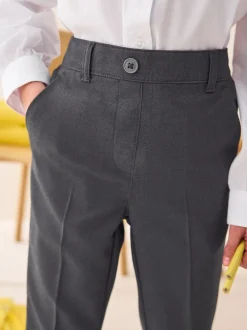 Grey Pull-On Waist Plain Front School Trousers (3-17yrs)