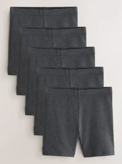 Grey Regular Length 5 Pack Cotton Rich Stretch Cycle Shorts (3-16yrs)
