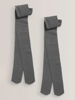 Grey Regular Length 2 Pack 40 Denier School Tights