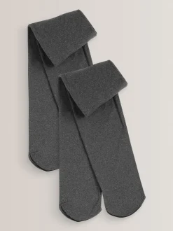 Grey Regular Length 2 Pack 80 Denier School Tights