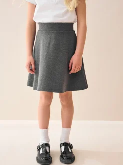 Grey Regular Length Pull-On Jersey Stretch School Skater Skirt (3-17yrs)