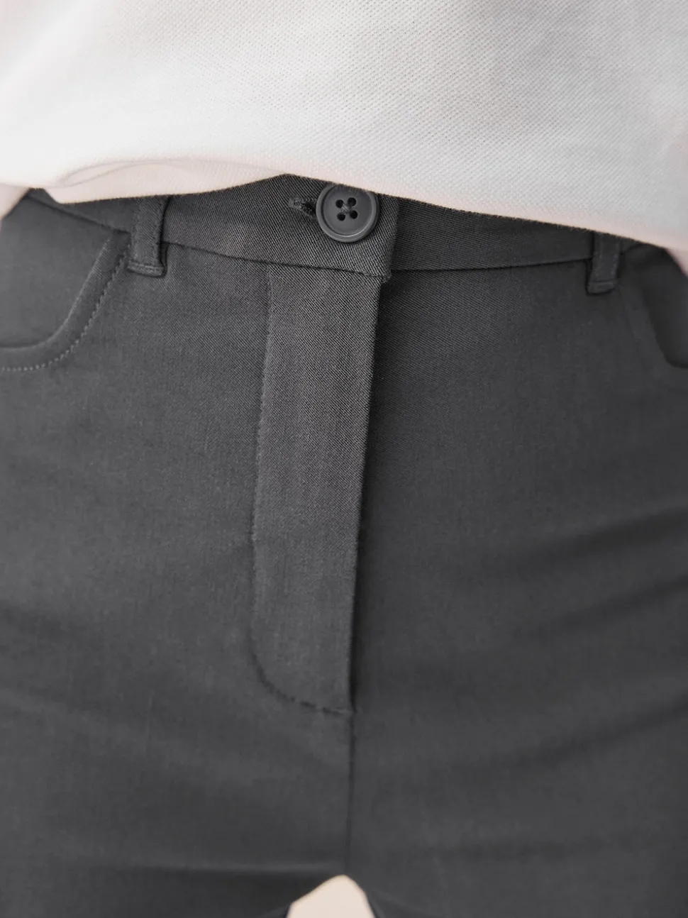 Grey Regular Length Skinny Fit Stretch High Waist School Trousers (9-18yrs)
