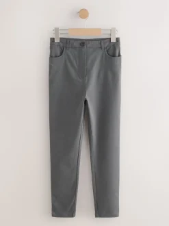 Grey Regular Length Skinny Fit Stretch High Waist School Trousers (9-18yrs)
