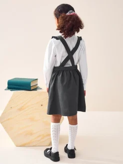 Grey Ruffle Detail Pinafore School Dress (3-14yrs)