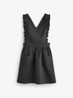 Grey Ruffle Detail Pinafore School Dress (3-14yrs)