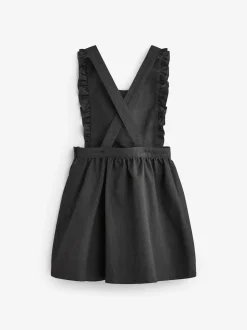 Grey Ruffle Detail Pinafore School Dress (3-14yrs)