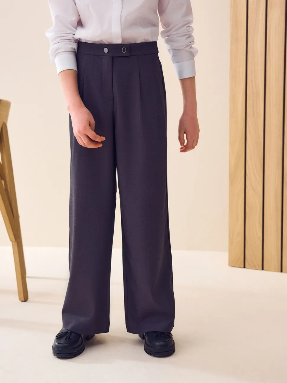 Grey Shorter Length Senior Wide Leg School Trousers (9-18yrs)