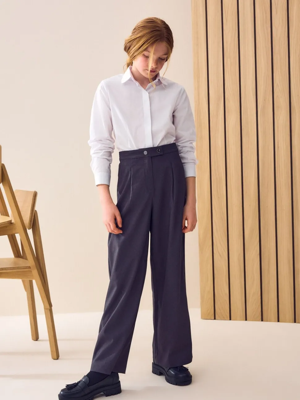 Grey Shorter Length Senior Wide Leg School Trousers (9-18yrs)