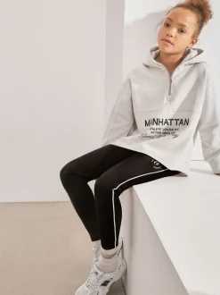 Grey Slogan Hoodie And Leggings Set (3-16yrs)