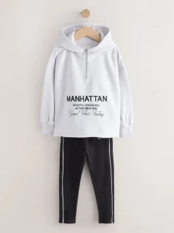Grey Slogan Hoodie And Leggings Set (3-16yrs)