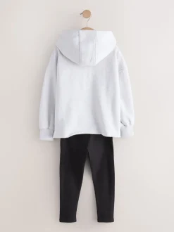 Grey Slogan Hoodie And Leggings Set (3-16yrs)