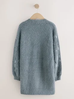 Grey Stripe Sequin Christmas Jumper Dress (3-16yrs)