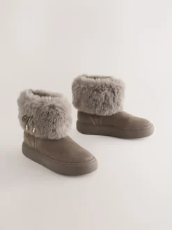 Grey Water Repellent Suede Boots