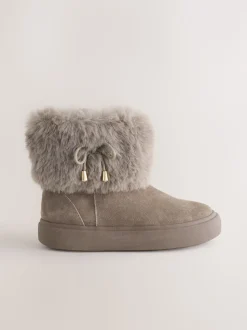 Grey Water Repellent Suede Boots