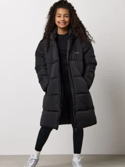 Gym King Black Long Line Puffer