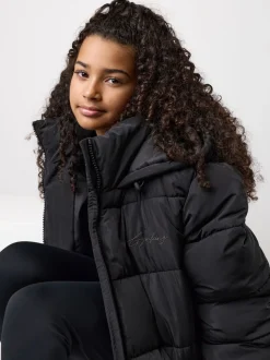 Gym King Black Long Line Puffer