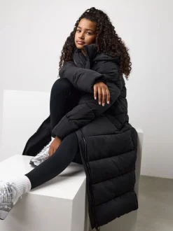 Gym King Black Long Line Puffer
