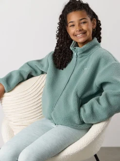 Gym King Green Kids Full Zip Borg Jacket