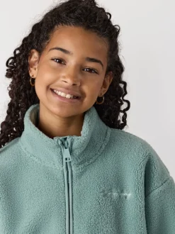 Gym King Green Kids Full Zip Borg Jacket