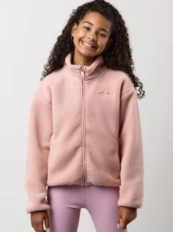 Gym King Pink Kids Full Zip Borg Jacket