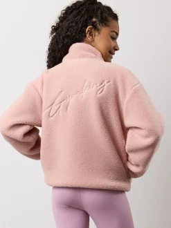 Gym King Pink Kids Full Zip Borg Jacket