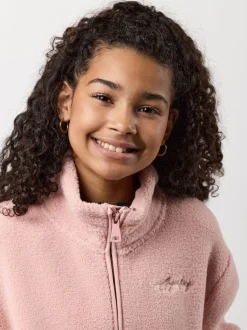 Gym King Pink Kids Full Zip Borg Jacket