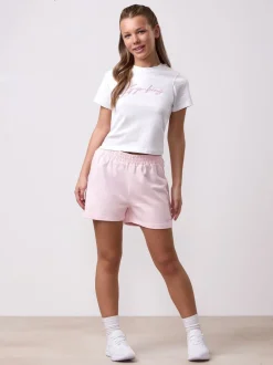 Gym King Pink Relaxed Fit Script Shorts