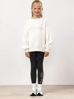 Gym King White Knitted Crew Neck Jumpers