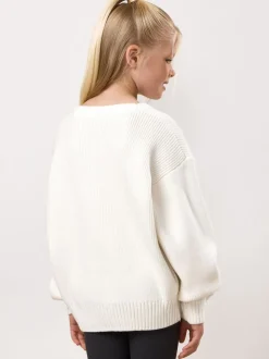 Gym King White Knitted Crew Neck Jumpers