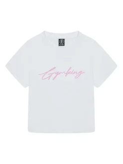 Gym King White Script Jersey Fitted T-Shirt