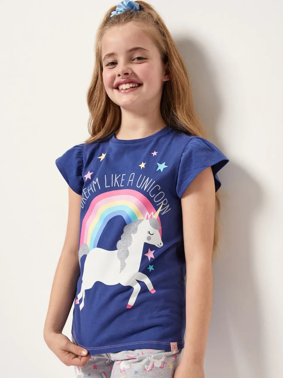 Harry Bear Grey Unicorn 100% Cotton Top And Short Set