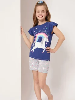 Harry Bear Grey Unicorn 100% Cotton Top And Short Set
