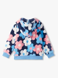 Hatley Blue Big Flowers Fleece Zip-Up Hoodie