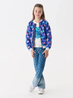 Hatley Blue Busted Hearts Sequin Bomber Jacket