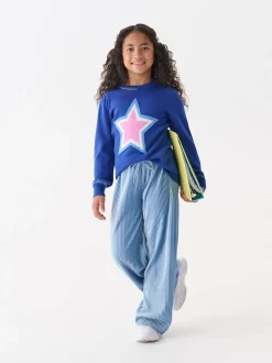 Hatley Blue Cornflower Blue Pleated Velour Relaxed Trousers