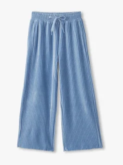 Hatley Blue Cornflower Blue Pleated Velour Relaxed Trousers