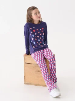 Hatley Blue Falling Hearts Long Sleeve T-Shirt