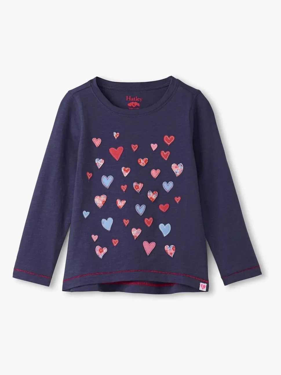 Hatley Blue Falling Hearts Long Sleeve T-Shirt