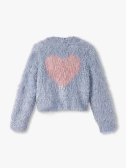 Hatley Blue Glitter Heart Blue Metallic Cardigan