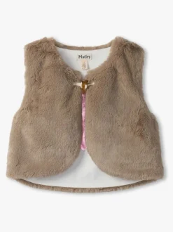 Hatley Cropped Faux Fur Brown Gilet