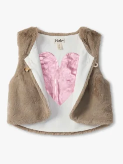 Hatley Cropped Faux Fur Brown Gilet