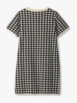 Hatley Houndstooth Sweater Black Dress with Faux Fur Pockets