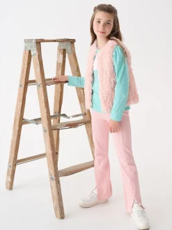 Hatley Pale Pink Feather Faux Fur Gilet