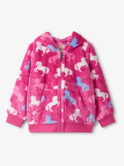Hatley Pink Beautiful Horses Fleece Zip-Up Hoodie