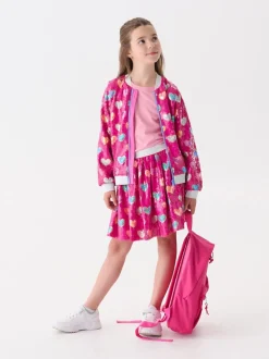 Hatley Pink Busted Hearts Sequin Bomber Jacket