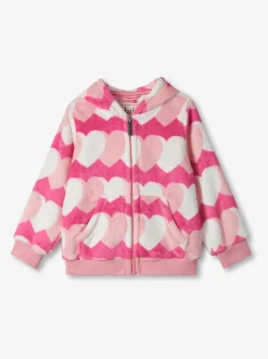 Hatley Pink Graphic Hearts Fleece Zip-Up Hoodie
