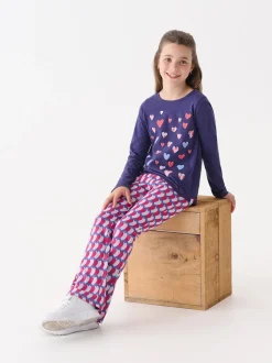 Hatley Pink Graphic Hearts Fun Waist Flare Trousers