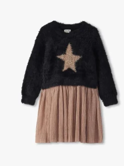 Hatley Star Mix Media Brown Dress