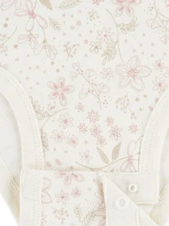 Huggies Pink Floral Print Bodysuit Leggings and Bow Headband 3 Piece Set